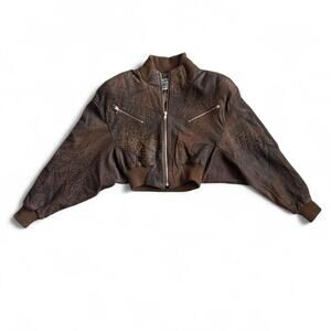 80s Michael Hoban North Beach Leather Batwing Dolman Jacket – Cropped S